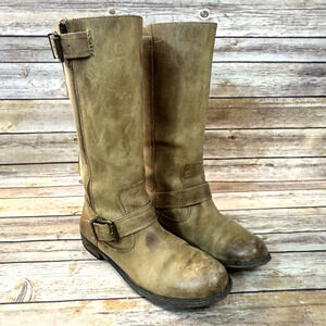 GB Gianni Bini Womens Tan Brown Leather Equestrian Boots Size 7M